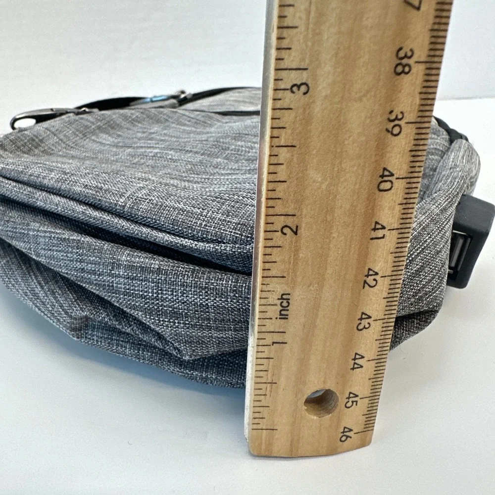 NuPouch Gray Crossbody Sling Bag with USB Charging Port Travel Tech Backpack